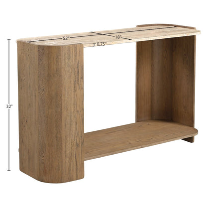 Calabria Beige / Brown Marble And Oak Wood Console Table
