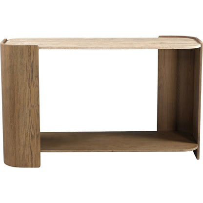 Calabria Beige / Brown Marble And Oak Wood Console Table