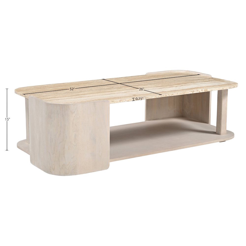 Calabria Beige / Cream Marble And Oak Wood Coffee Table
