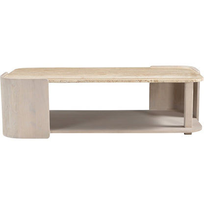 Calabria Beige / Cream Marble And Oak Wood Coffee Table