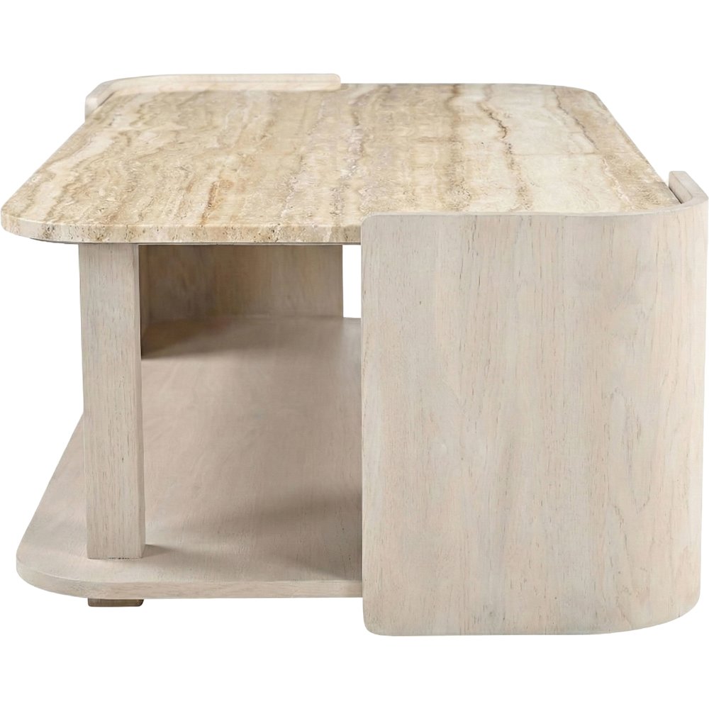 Calabria Beige / Cream Marble And Oak Wood Coffee Table