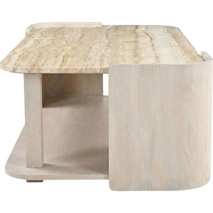 Calabria Beige / Cream Marble And Oak Wood Coffee Table