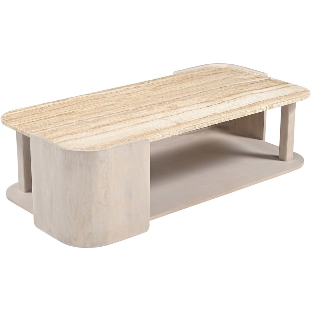 Calabria Beige / Cream Marble And Oak Wood Coffee Table