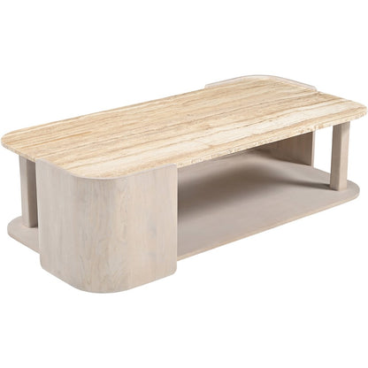 Calabria Beige / Cream Marble And Oak Wood Coffee Table