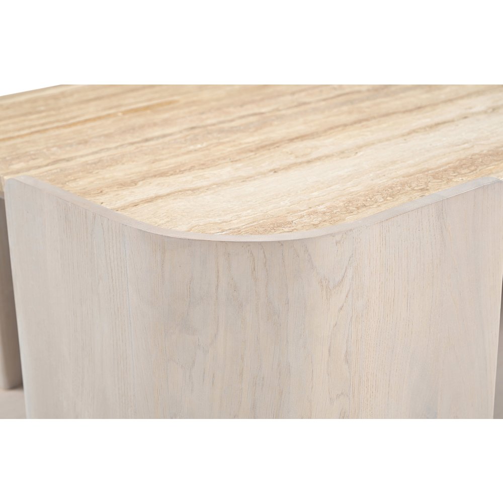 Calabria Beige / Cream Marble And Oak Wood Coffee Table