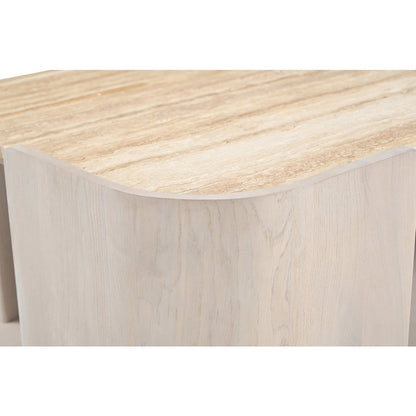 Calabria Beige / Cream Marble And Oak Wood Coffee Table