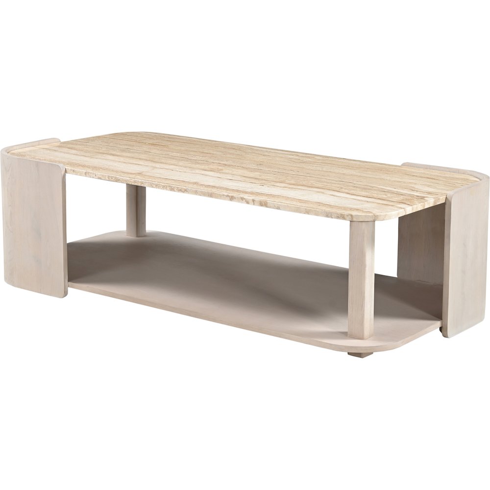 Calabria Beige / Cream Marble And Oak Wood Coffee Table
