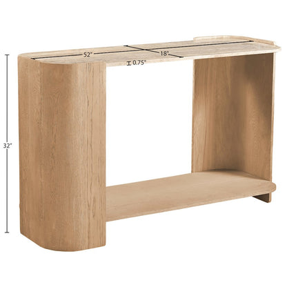 Calabria Beige / Natural Marble And Oak Wood Console Table