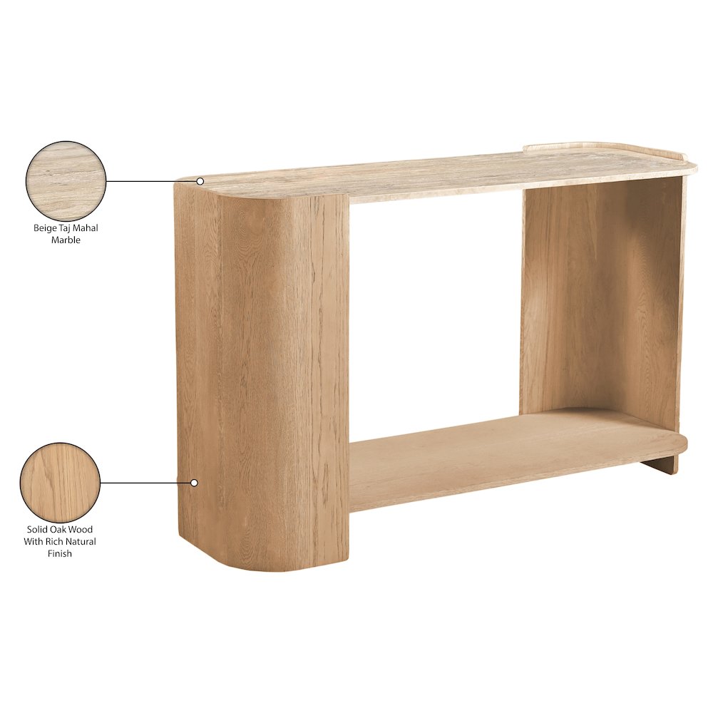 Calabria Beige / Natural Marble And Oak Wood Console Table