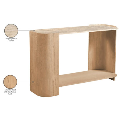 Calabria Beige / Natural Marble And Oak Wood Console Table