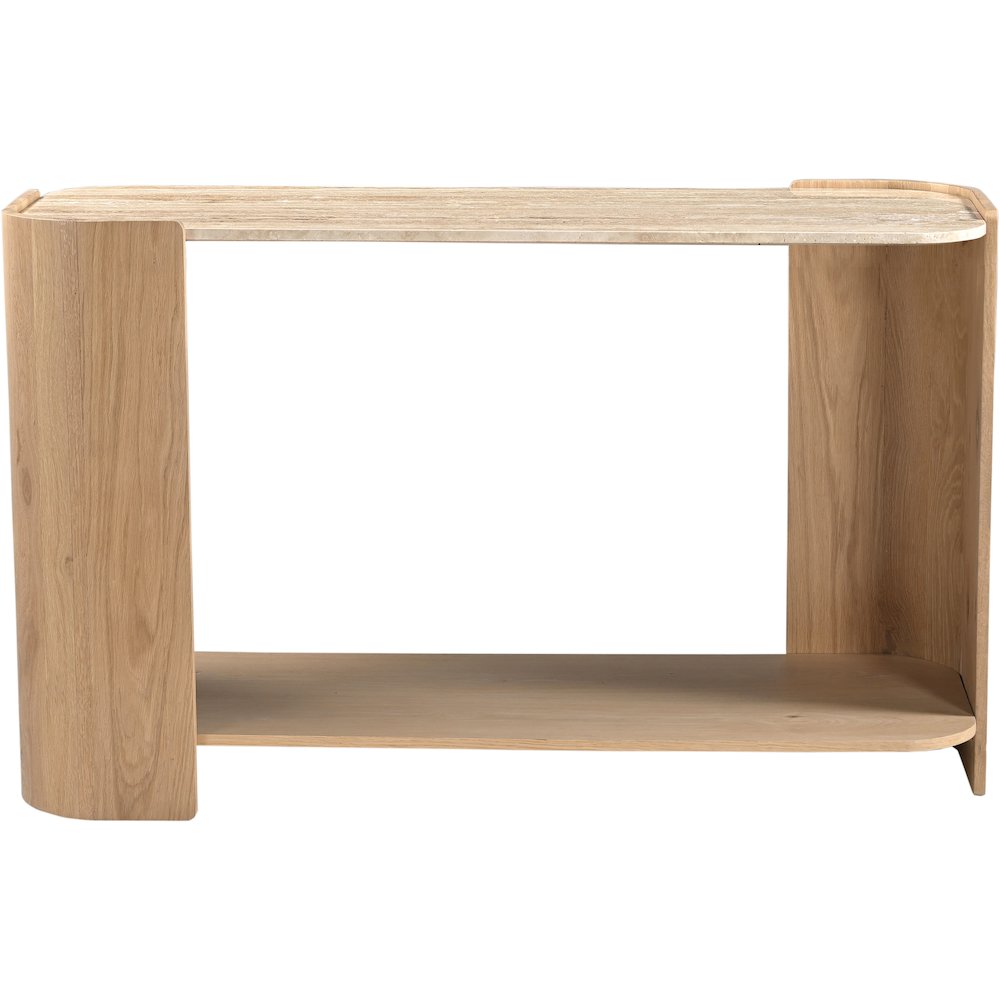 Calabria Beige / Natural Marble And Oak Wood Console Table