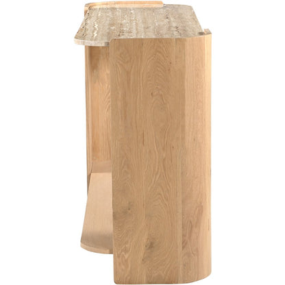 Calabria Beige / Natural Marble And Oak Wood Console Table