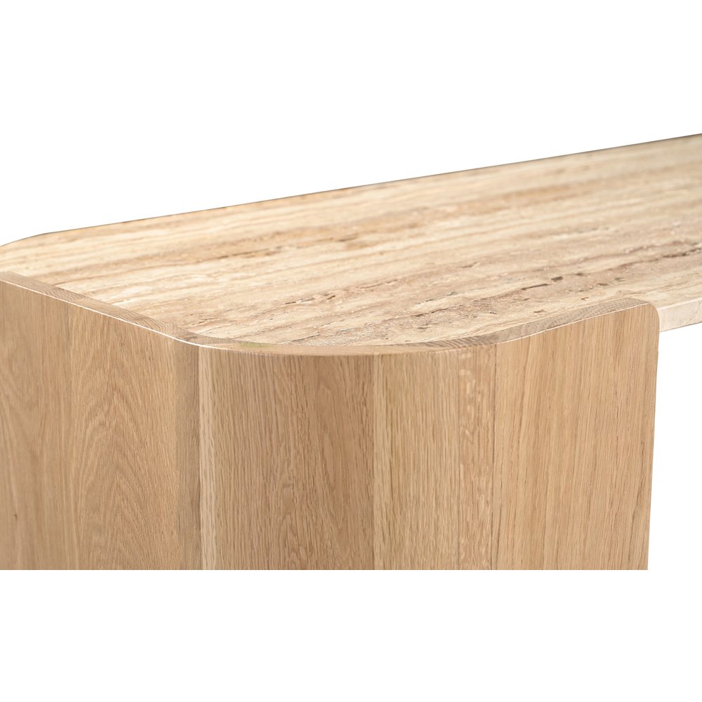 Calabria Beige / Natural Marble And Oak Wood Console Table