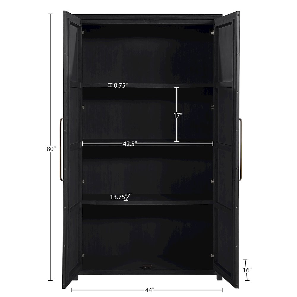 Vana Black Solid Wood Storage Cabinet