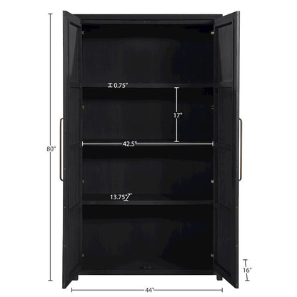 Vana Black Solid Wood Storage Cabinet