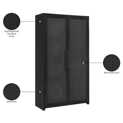 Vana Black Solid Wood Storage Cabinet