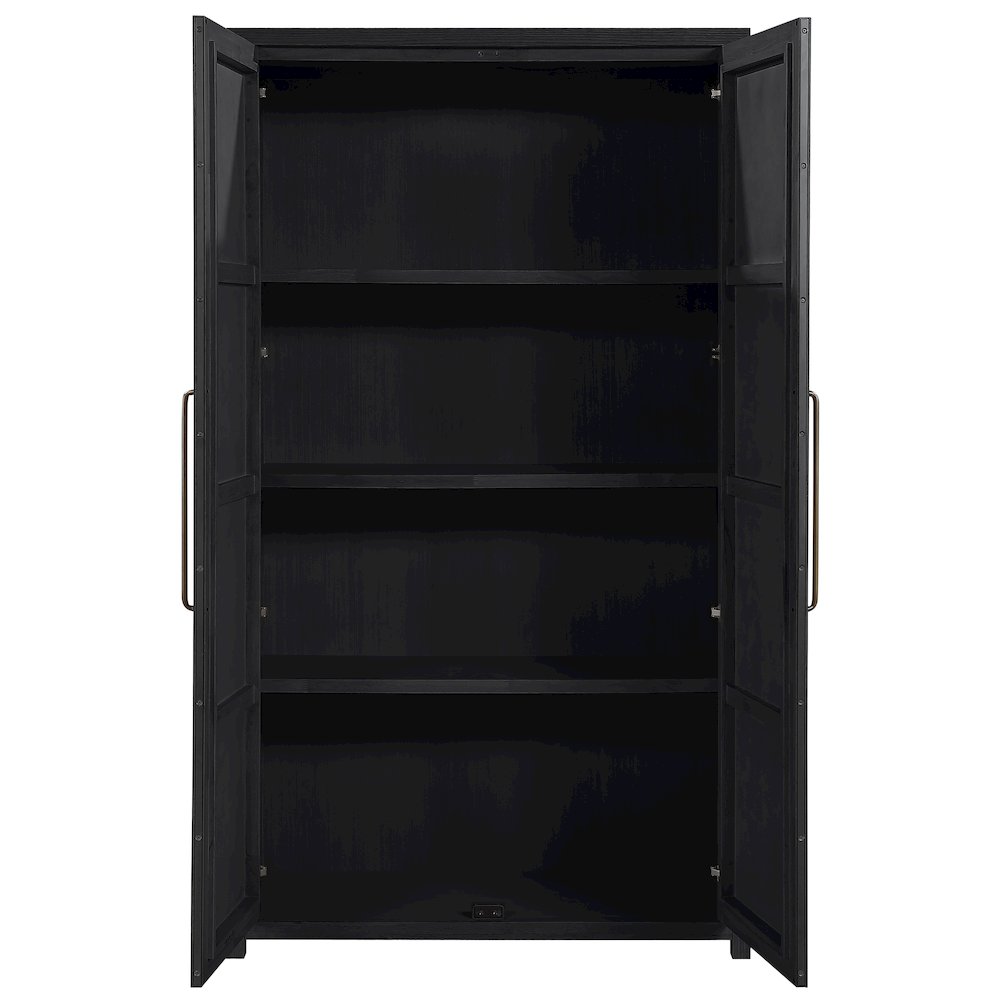 Vana Black Solid Wood Storage Cabinet