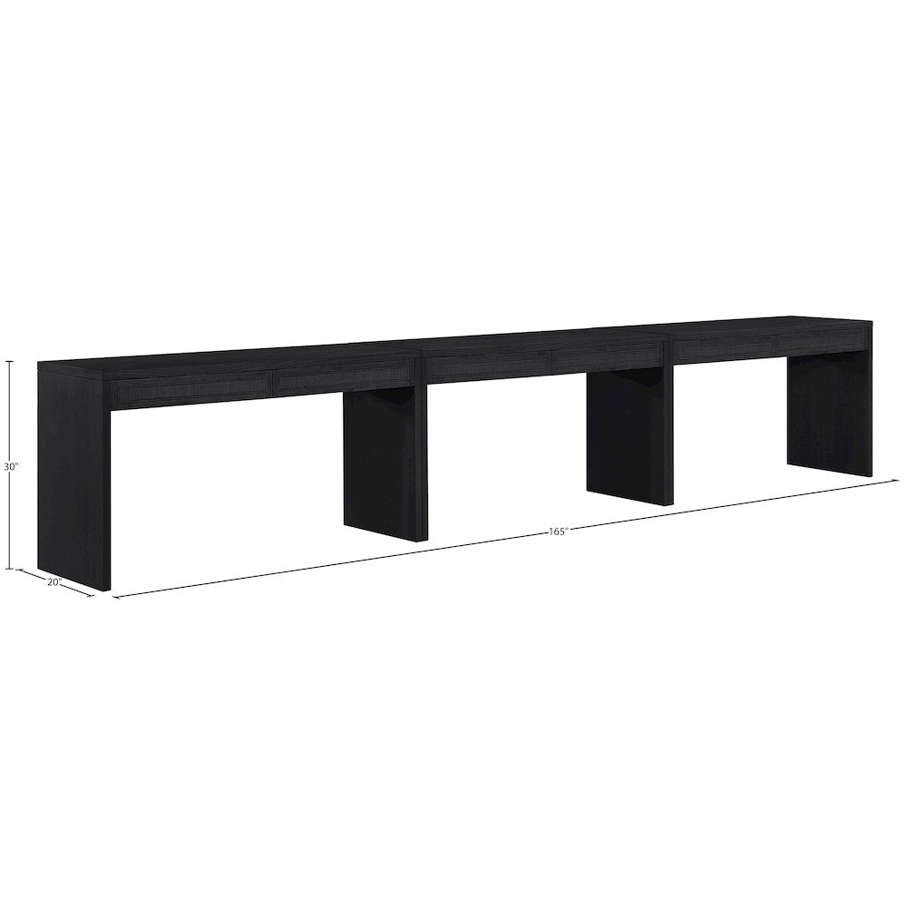 Avro Black Solid Wood And Oak Veneer 3pc. Desk