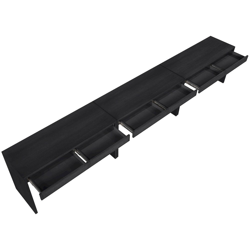Avro Black Solid Wood And Oak Veneer 3pc. Desk