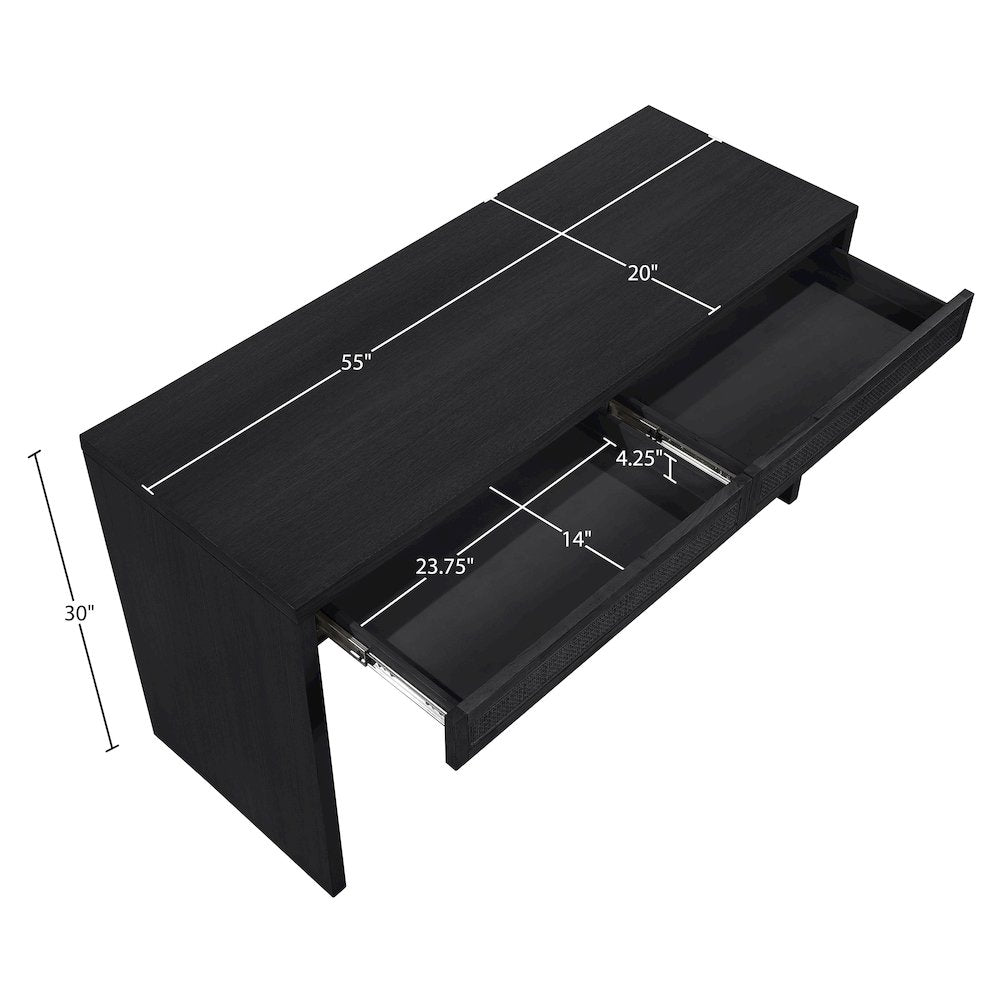 Avro Black Solid Wood And Oak Veneer Desk