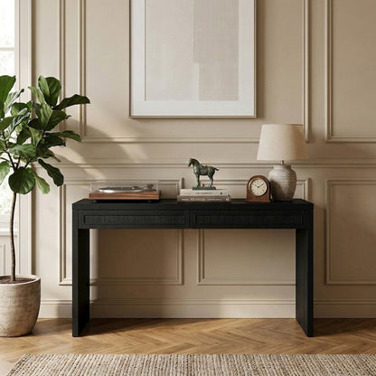 Avro Black Solid Wood And Oak Veneer Desk