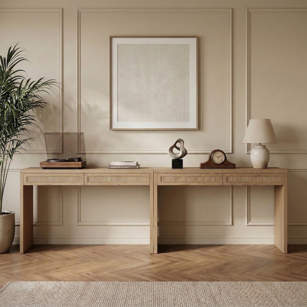 Avro Natural Solid Wood And Oak Veneer 2pc. Desk