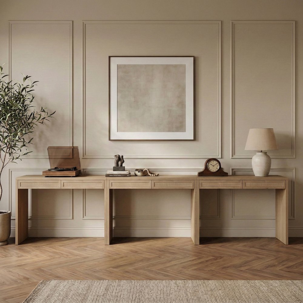 Avro Natural Solid Wood And Oak Veneer 3pc. Desk