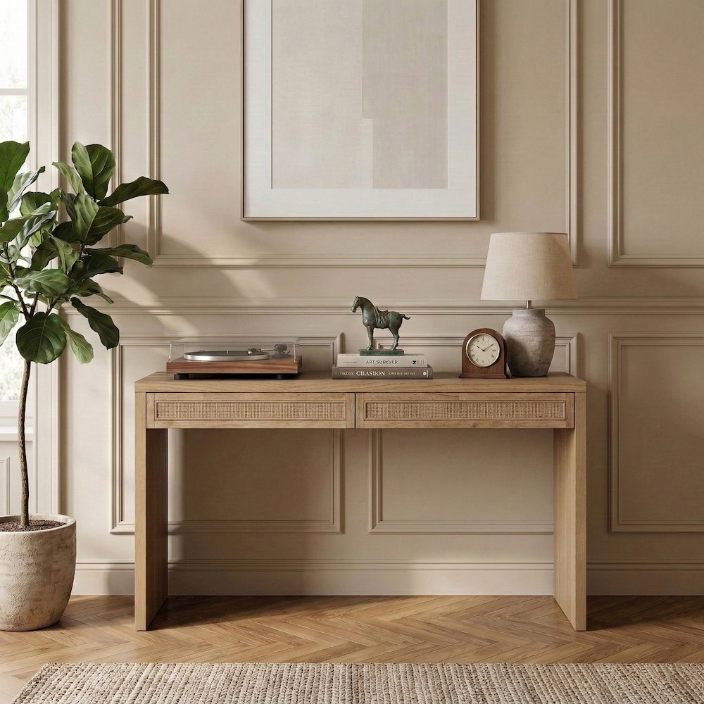 Avro Natural Solid Wood And Oak Veneer Desk