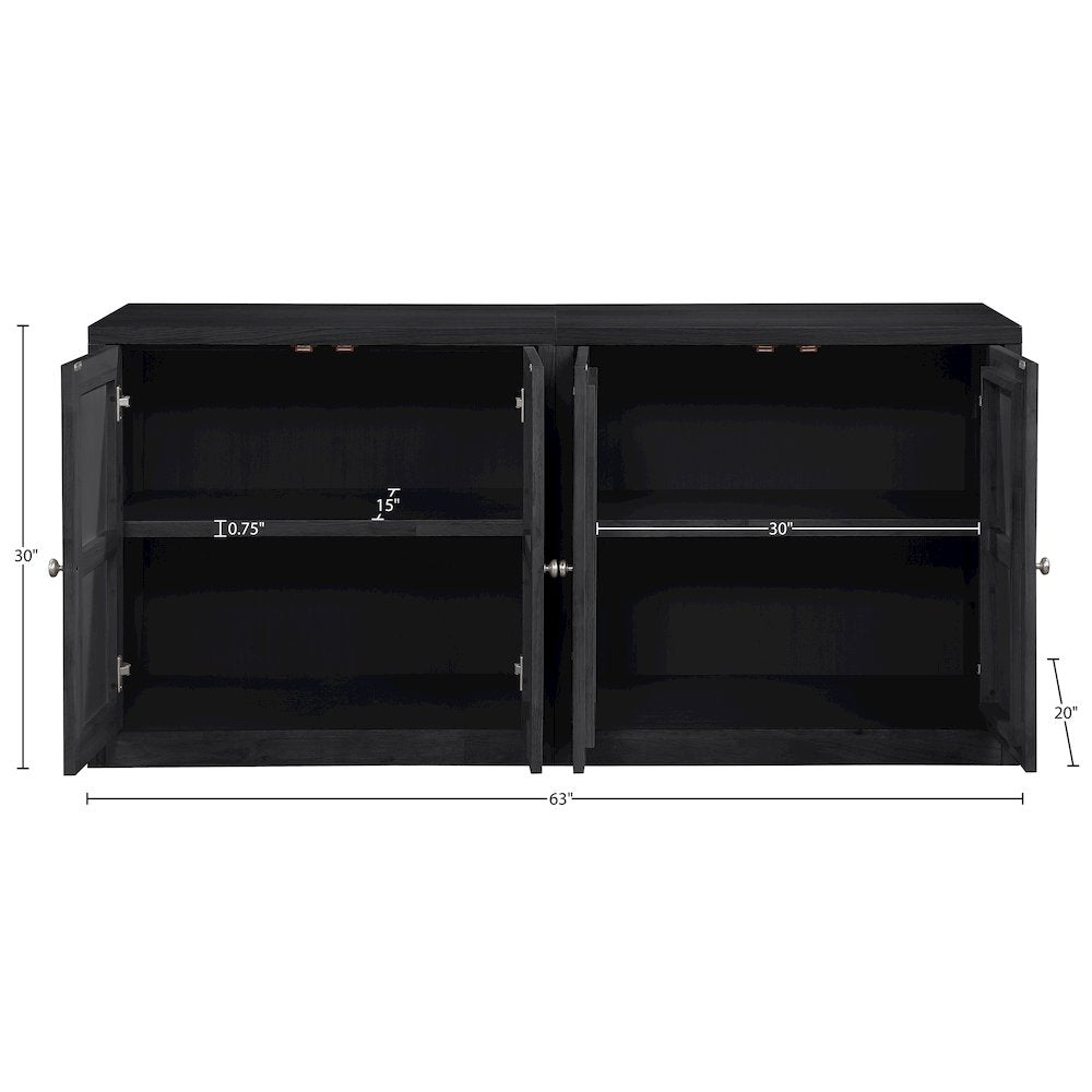 Vero Black Solid Wood And Oak Veneer 2pc. Sideboard/Buffet
