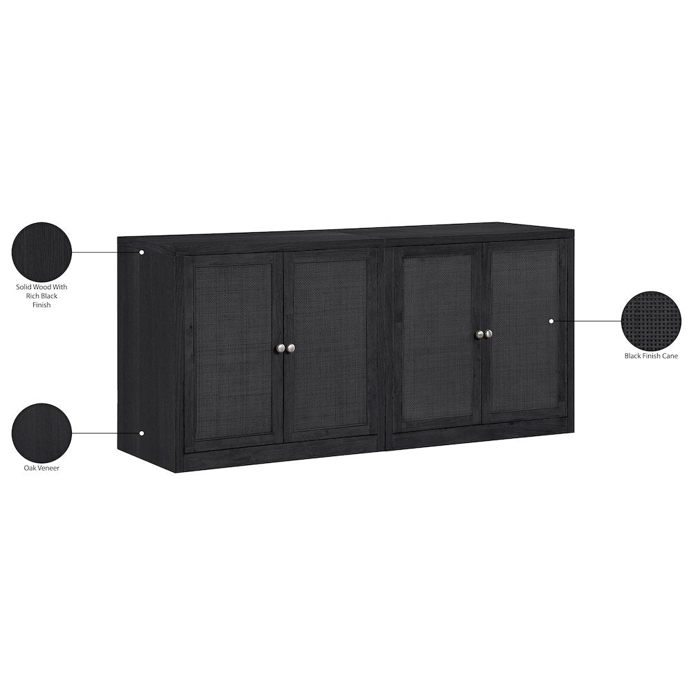 Vero Black Solid Wood And Oak Veneer 2pc. Sideboard/Buffet