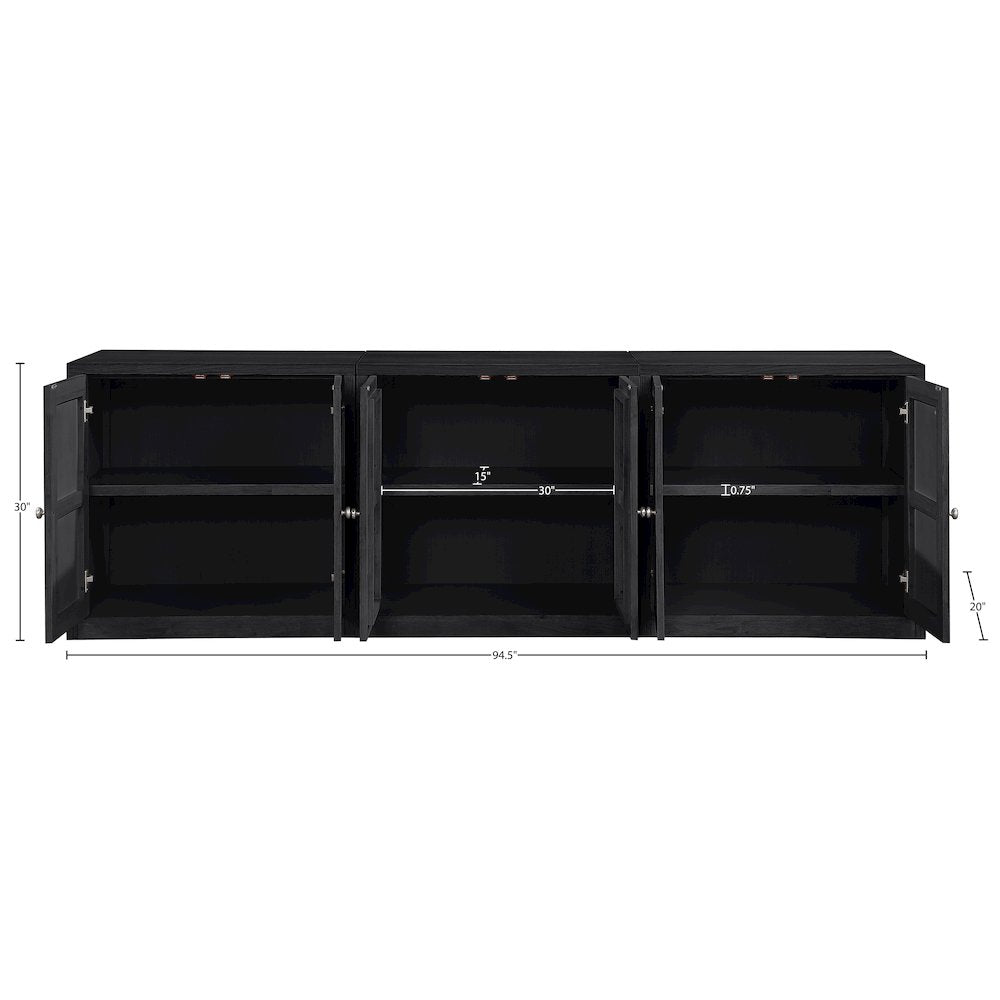 Vero Black Solid Wood And Oak Veneer 3pc. Sideboard/Buffet