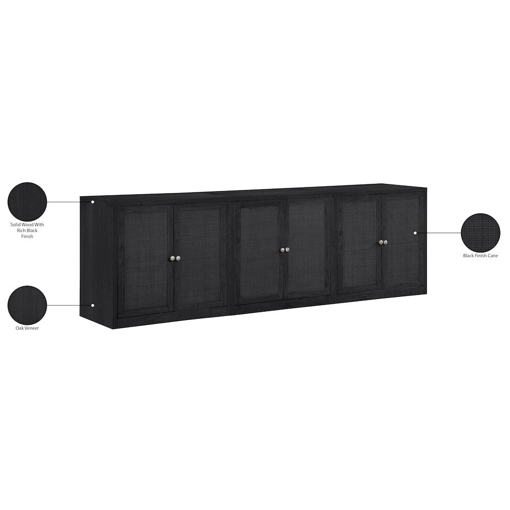 Vero Black Solid Wood And Oak Veneer 3pc. Sideboard/Buffet