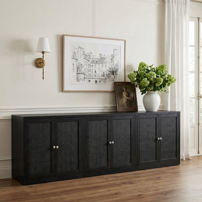 Vero Black Solid Wood And Oak Veneer 3pc. Sideboard/Buffet