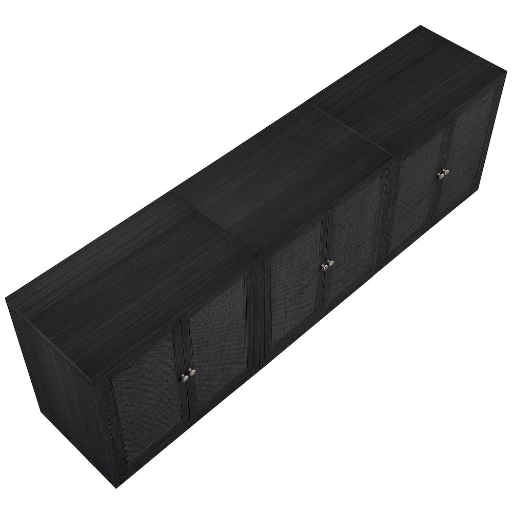 Vero Black Solid Wood And Oak Veneer 3pc. Sideboard/Buffet
