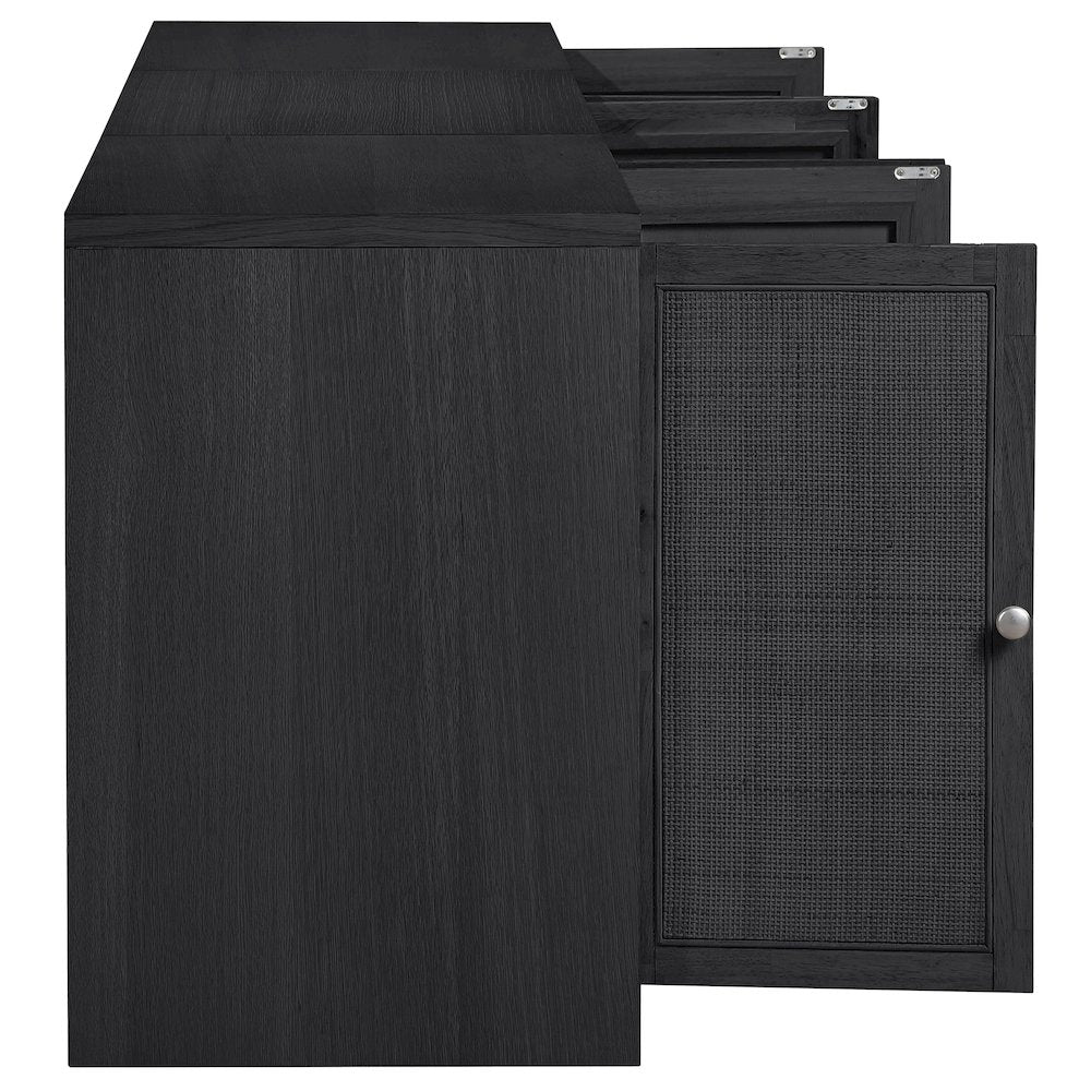 Vero Black Solid Wood And Oak Veneer 3pc. Sideboard/Buffet