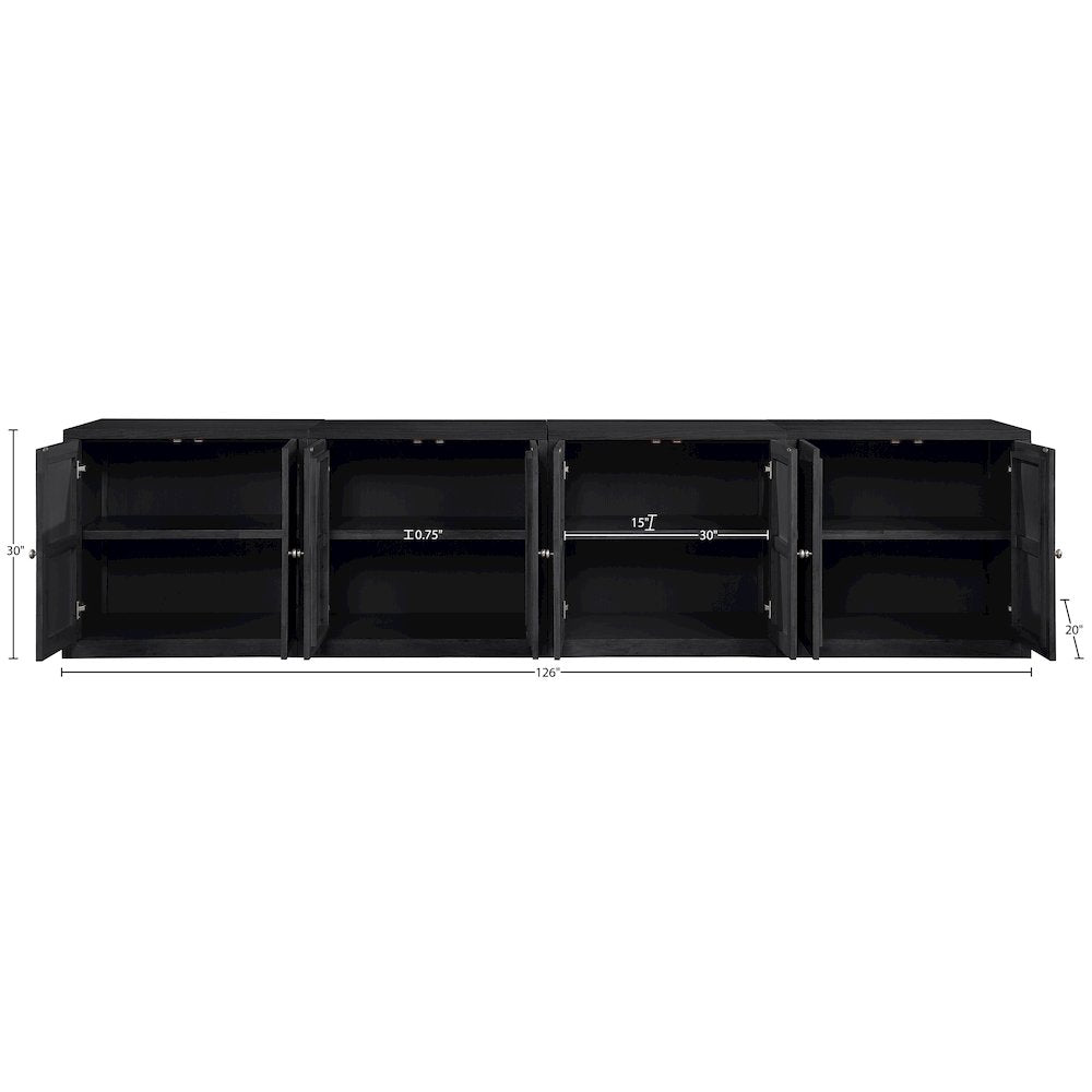 Vero Black Solid Wood And Oak Veneer 4pc. Sideboard/Buffet