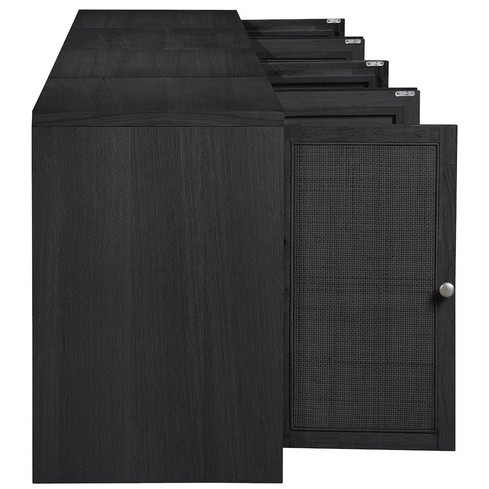 Vero Black Solid Wood And Oak Veneer 4pc. Sideboard/Buffet