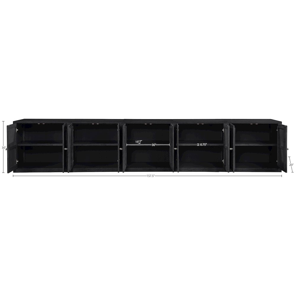 Vero Black Solid Wood And Oak Veneer 5pc. Sideboard/Buffet