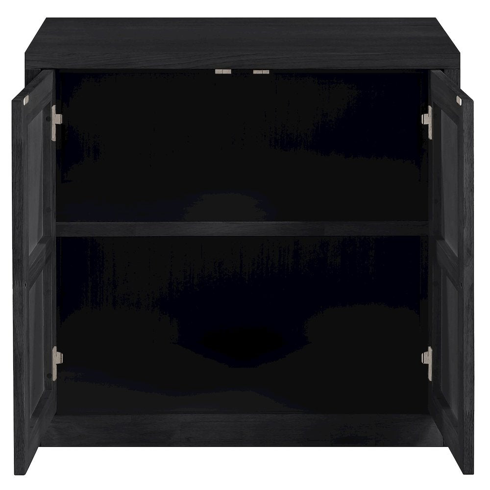 Vero Black Solid Wood And Oak Veneer Sideboard/Buffet