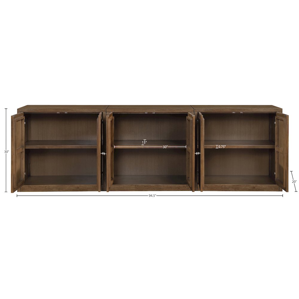 Vero Brown Solid Wood And Oak Veneer 3pc. Sideboard/Buffet