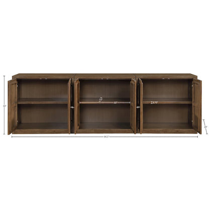 Vero Brown Solid Wood And Oak Veneer 3pc. Sideboard/Buffet