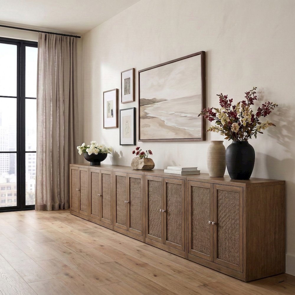 Vero Brown Solid Wood And Oak Veneer 5pc. Sideboard/Buffet