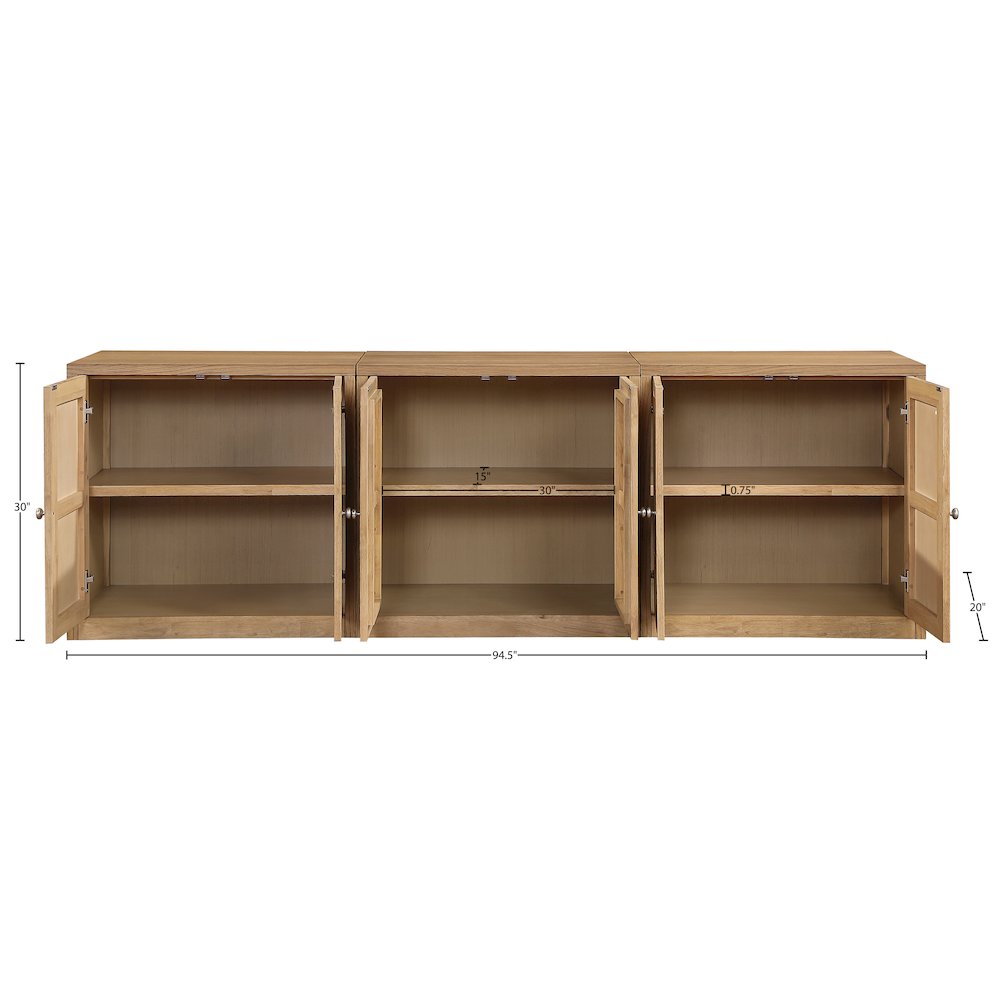 Vero Natural Solid Wood And Oak Veneer 3pc. Sideboard/Buffet