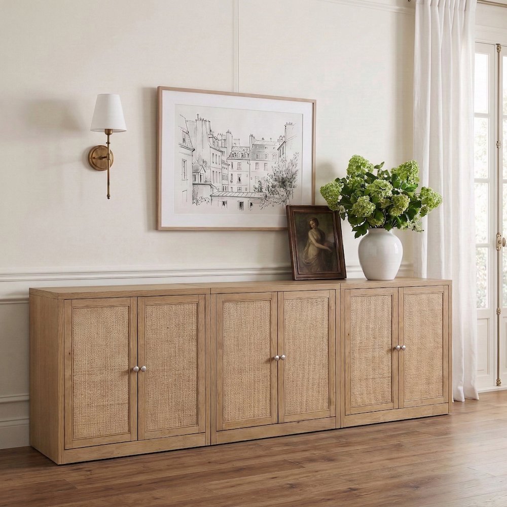 Vero Natural Solid Wood And Oak Veneer 3pc. Sideboard/Buffet