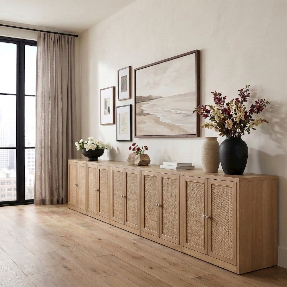 Vero Natural Solid Wood And Oak Veneer 5pc. Sideboard/Buffet