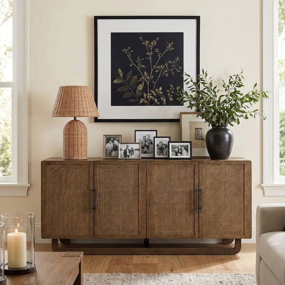 Sova Brown Solid Wood And Oak Veneer Sideboard/Buffet