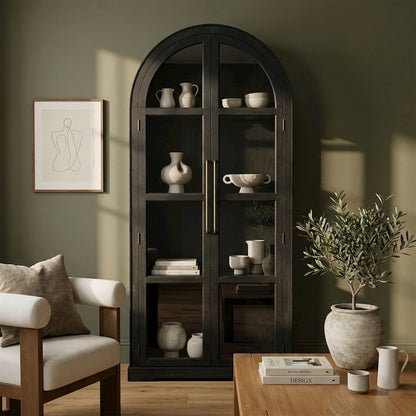 Corva Black Solid Wood Storage Cabinet