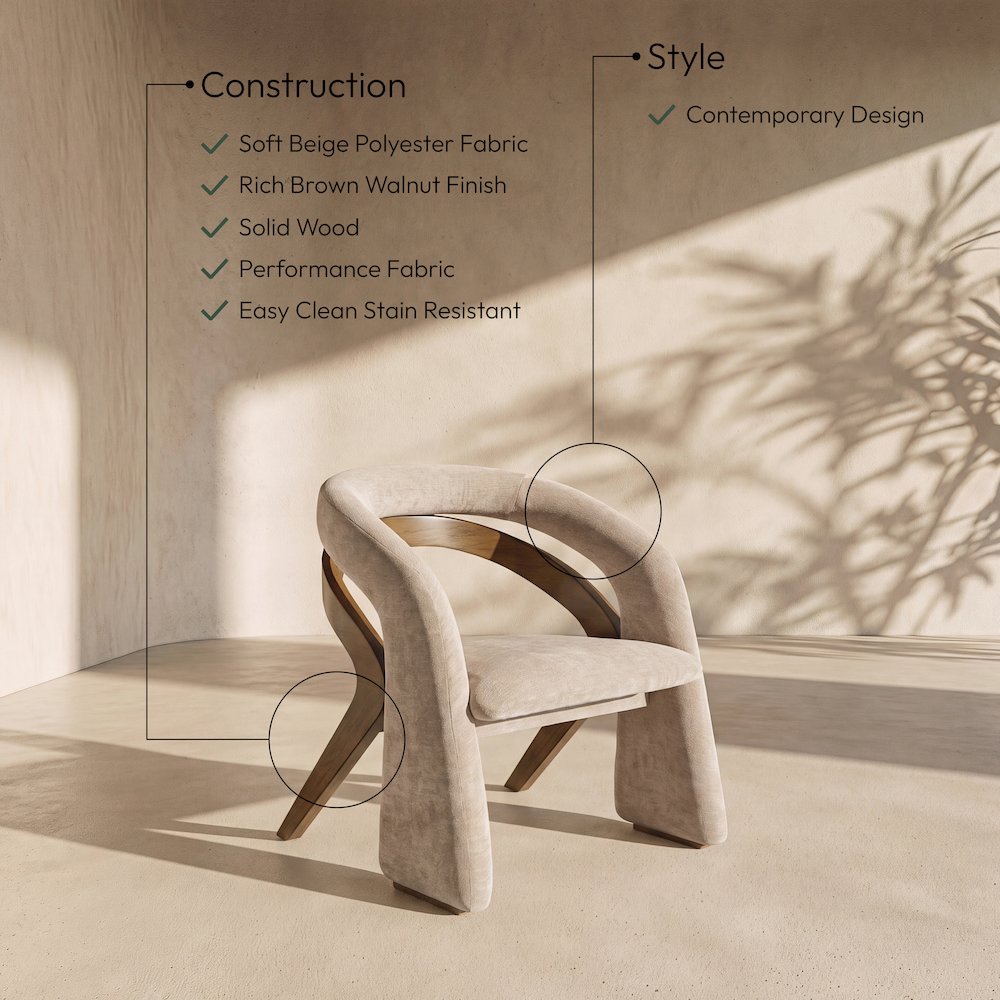 Riven Beige Performance Fabric Upholstered Dining Chair