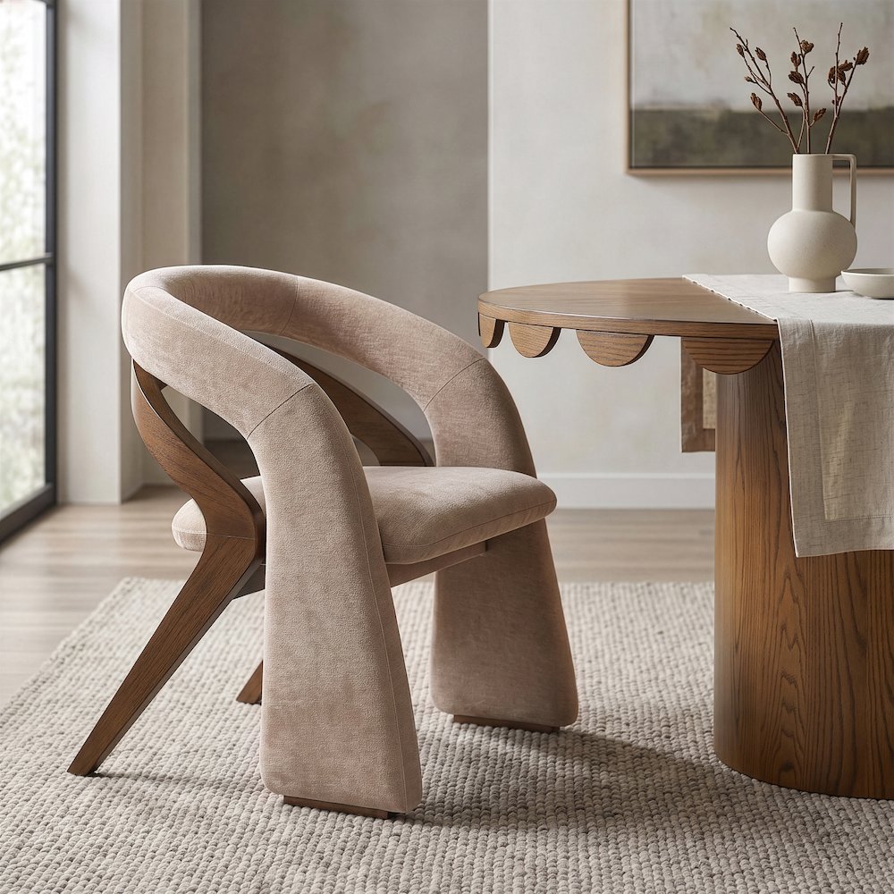 Riven Beige Performance Fabric Upholstered Dining Chair
