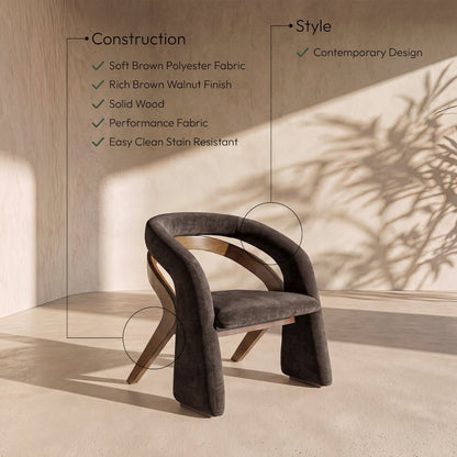 Riven Brown Performance Fabric Upholstered Dining Chair